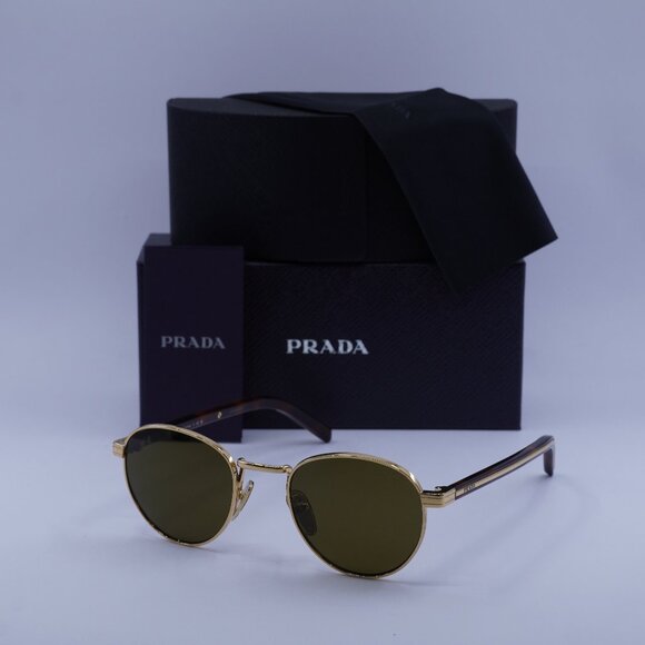 Prada PRB52S 5AK09Z Round Sunglasses – Gold\Brown - Picture 1 of 10